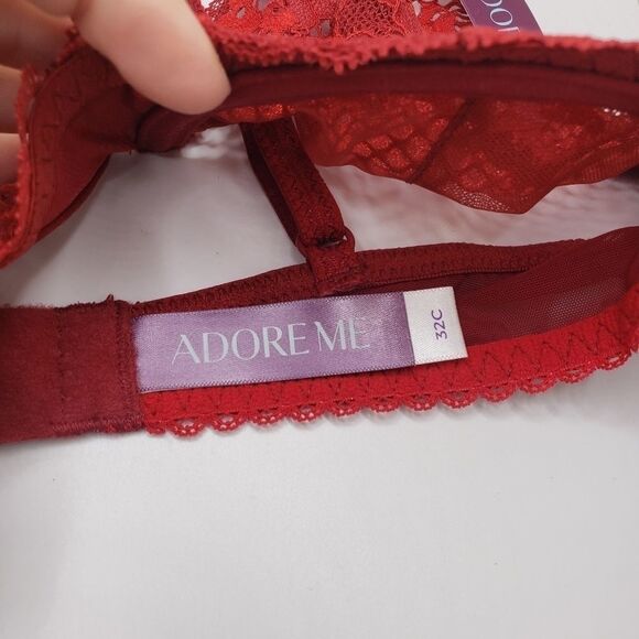 Adore me red lace see through underwire bra 32C NWT - Picture 3 of 7